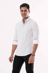 Mens Casual Shirt (White Printed)